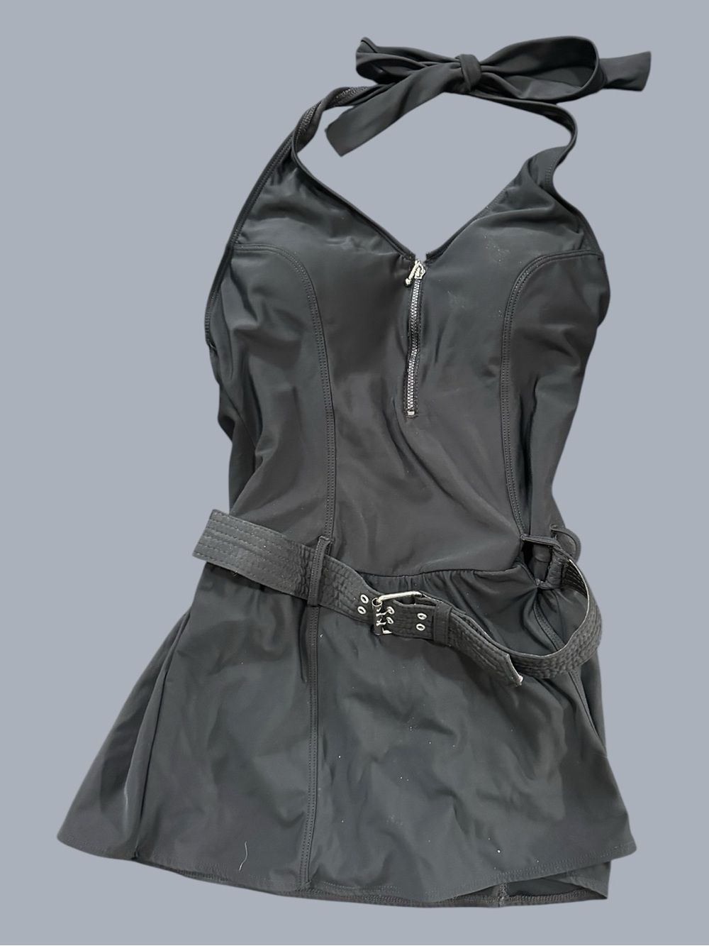 Shape FX Black Halter Mini Dress with Zip and Belt
